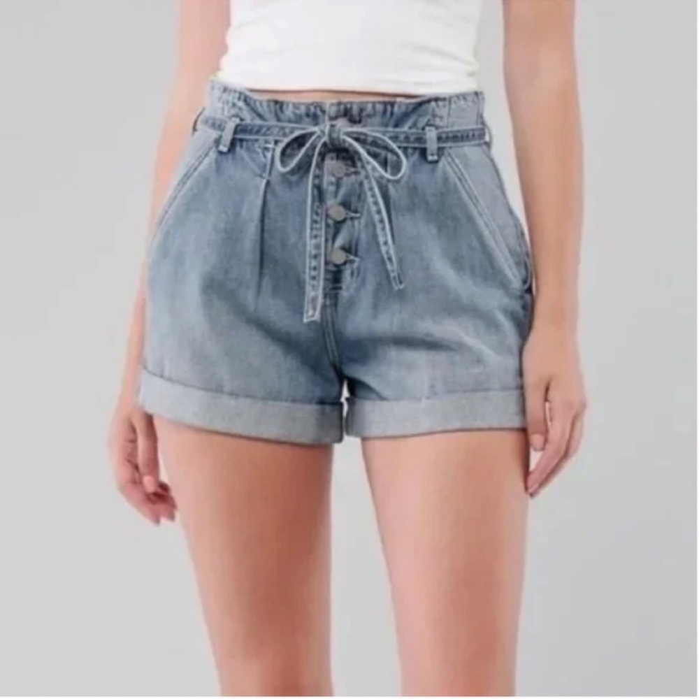 Hollister Blue High-Waisted Denim Shorts